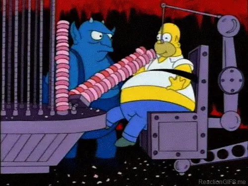 Homer Simpson donut machine upvote