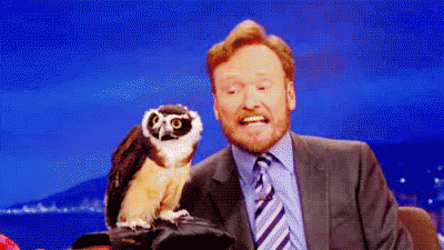 When I make fun of somoene behind their back and they turn arround. Conan O'Brien and owl late night