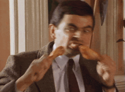 Mr Bean eating chicken competition