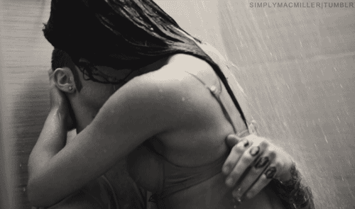 Shower passionate kiss