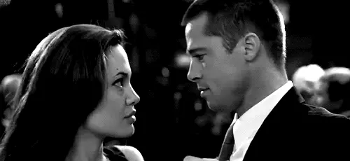 When I get her to the floor to get on her knees (Angelina Jolie and Brad Pitt)