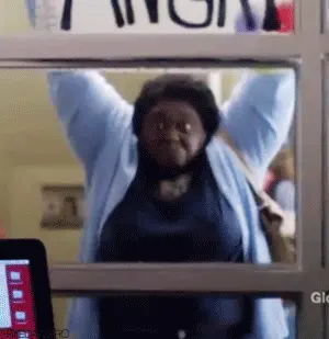 Angry girl on the window