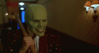 Jim Carrey getting excited after seeing a hot girl at the film the Mask.