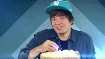 My reaction watching drama at the club (Jimmy Fallon eating popcorn)