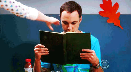 Sheldon is reading